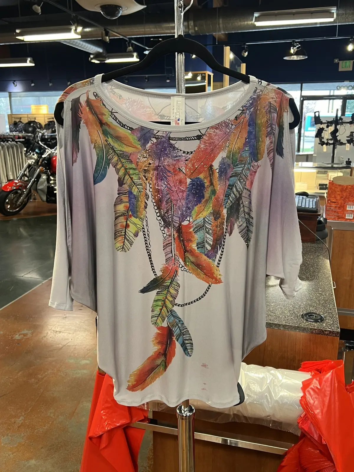 Cold Shoulder Feathers Shirt 1