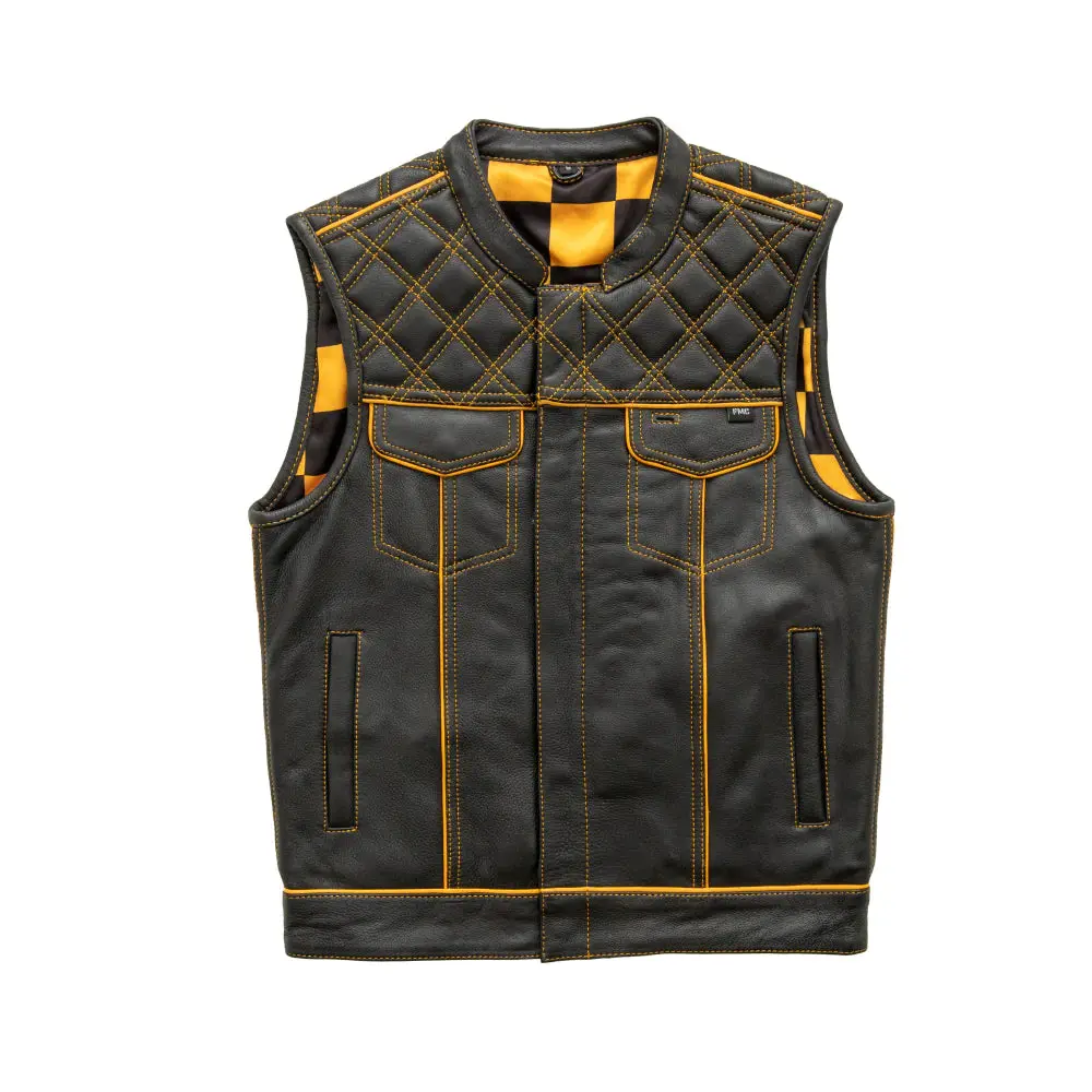 Men's Yellow Checker Vest 1
