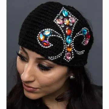 Knit Headband Bling Fleurdelis 1