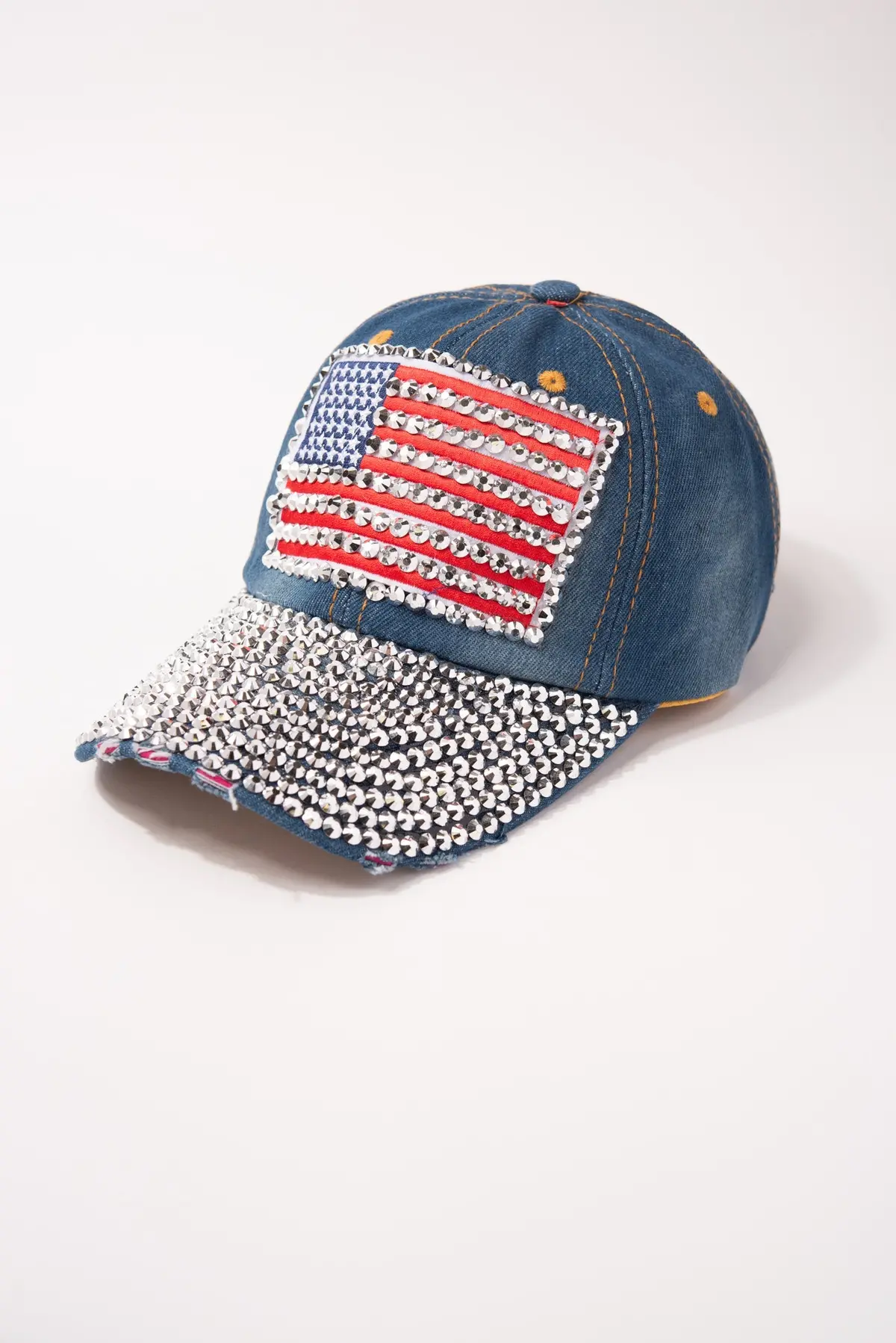 Denim Cap Bling Usa Flag 1
