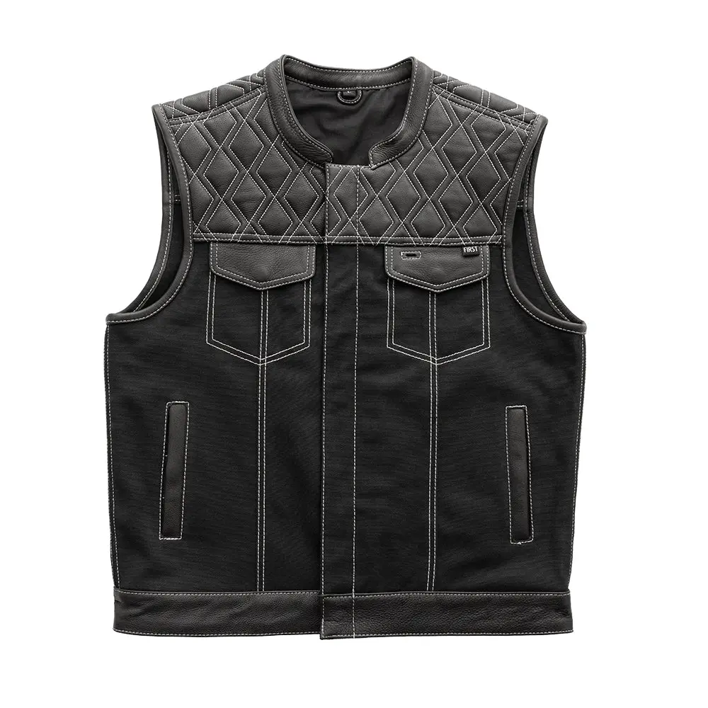 Hunt Club Vest Black / White Stiching 1