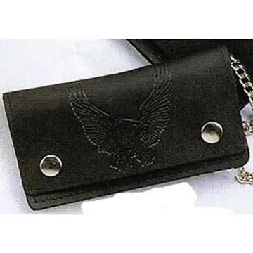 Usa-Made Bw410-45 Oil Tanned 6.5" Biker Wallet Flying Eagle Black 1