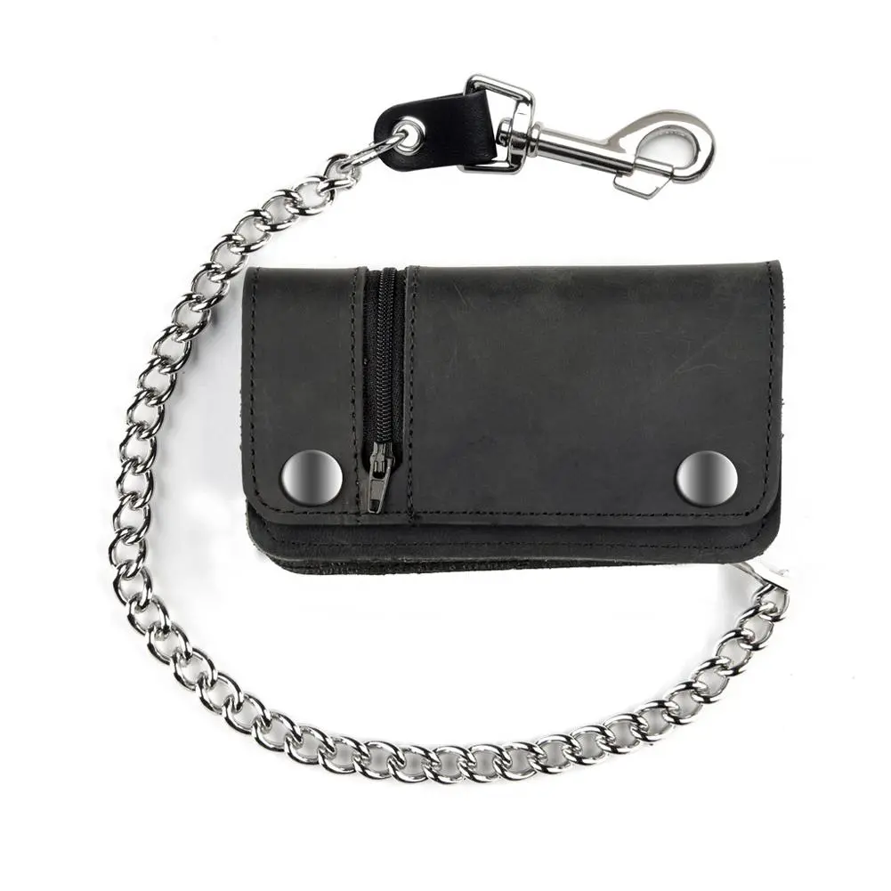 Usa-Made Bw420 6" Biker Wallet With Side Zipper Black 1