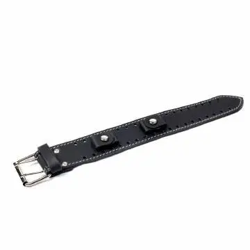 Watchband Bk W/White Stitching Black 1