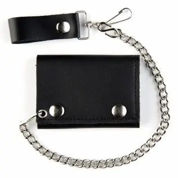 Usa-Made Oiltanned Trifold Chain Wallet Black 1