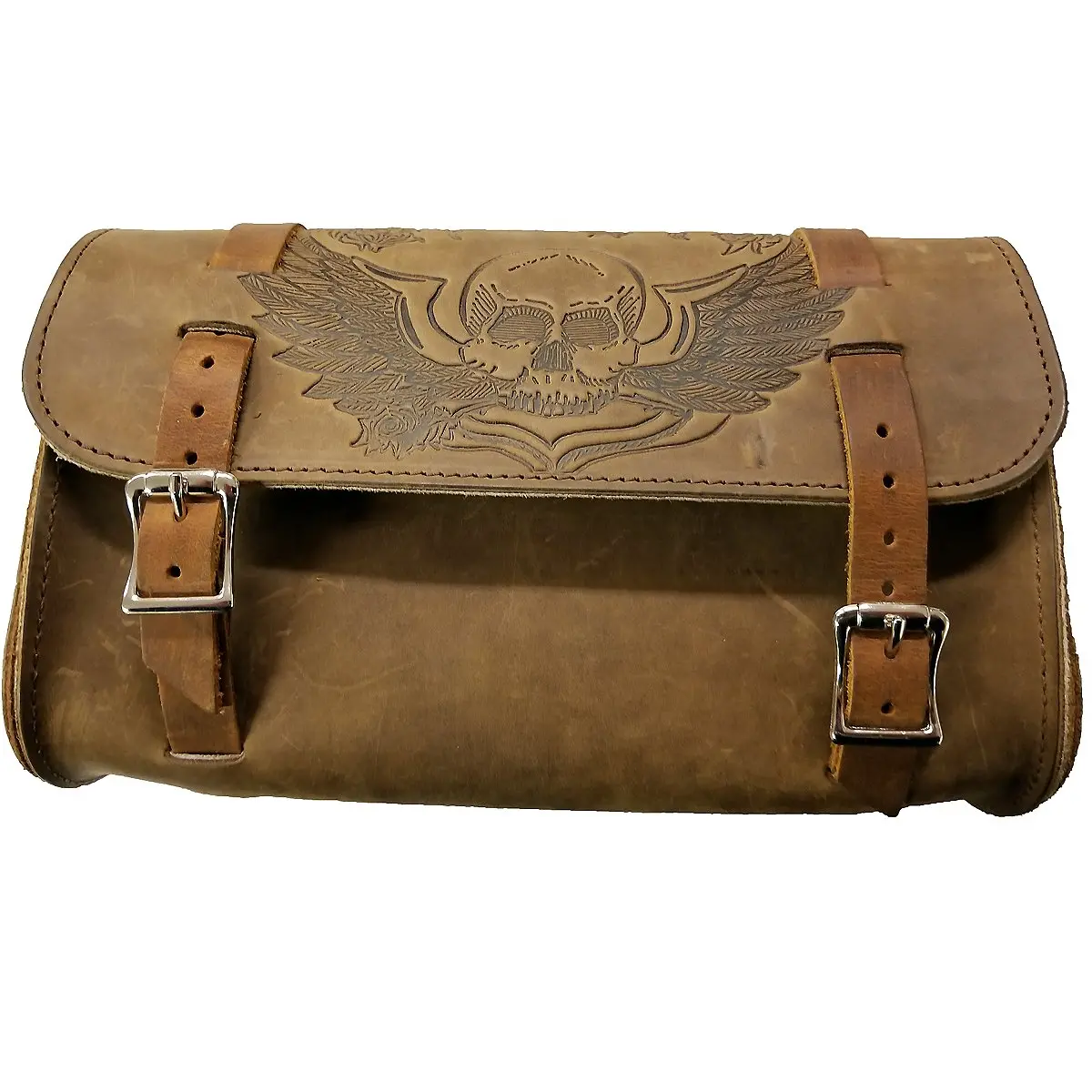 Tool Pouch Skull With Wings Brown 1