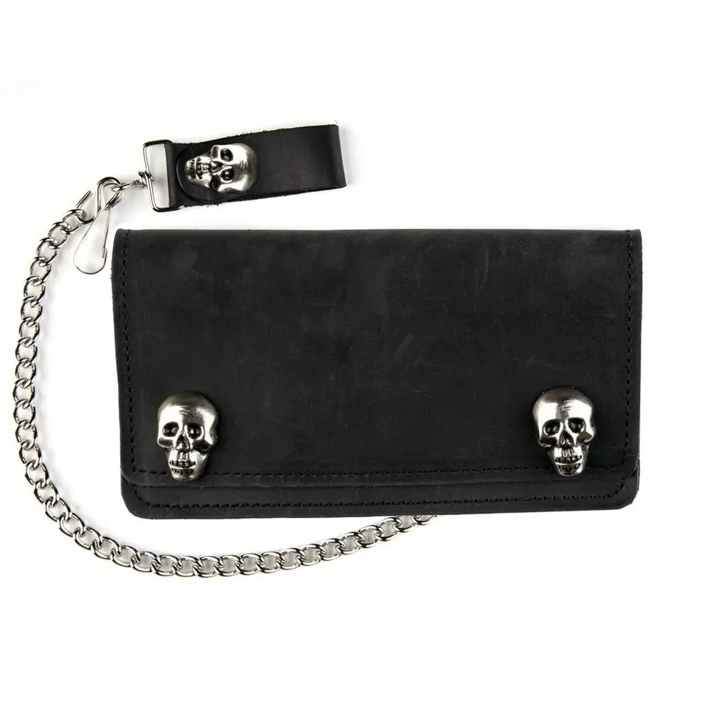 6" Biker Wallet W/Skull Snaps 1