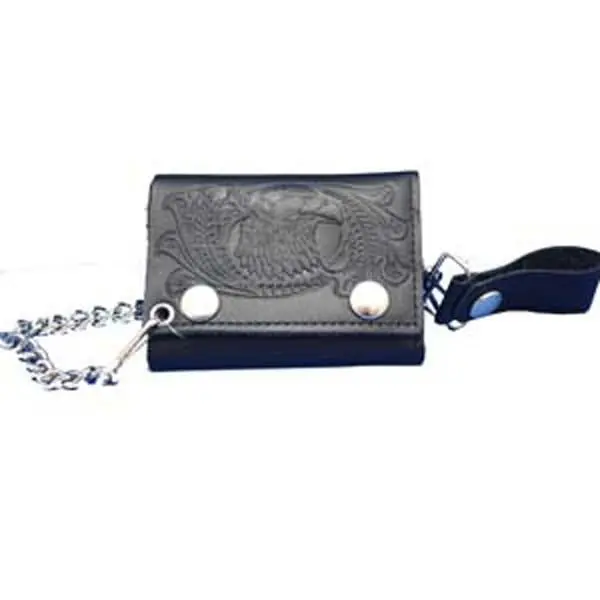 Tri-Fold W/ Chain Embossed Black 1