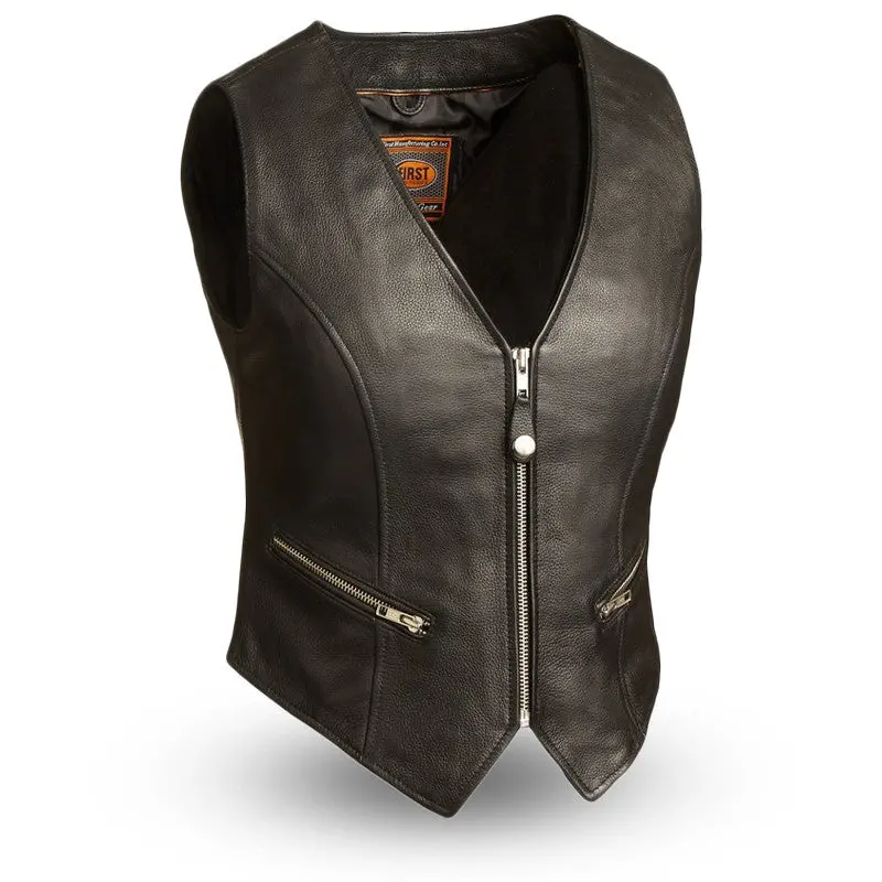Ladies Montana Zip Front Crop Vest 1