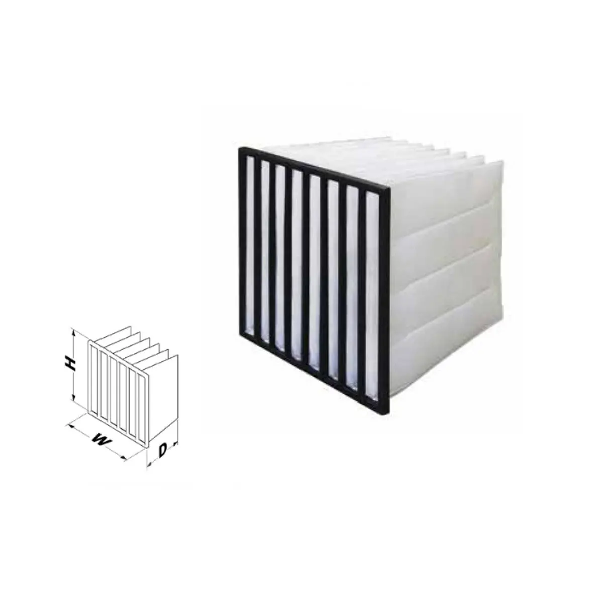 Rigid Pocket Bag Filter 8 Pocket 24 X 24 X 24 Merv 8 (Case Of 3) 1