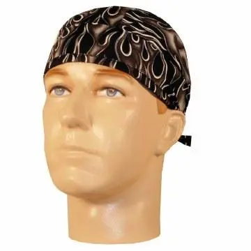 Classic Skull Cap - Grey Hot Rod Flames 1