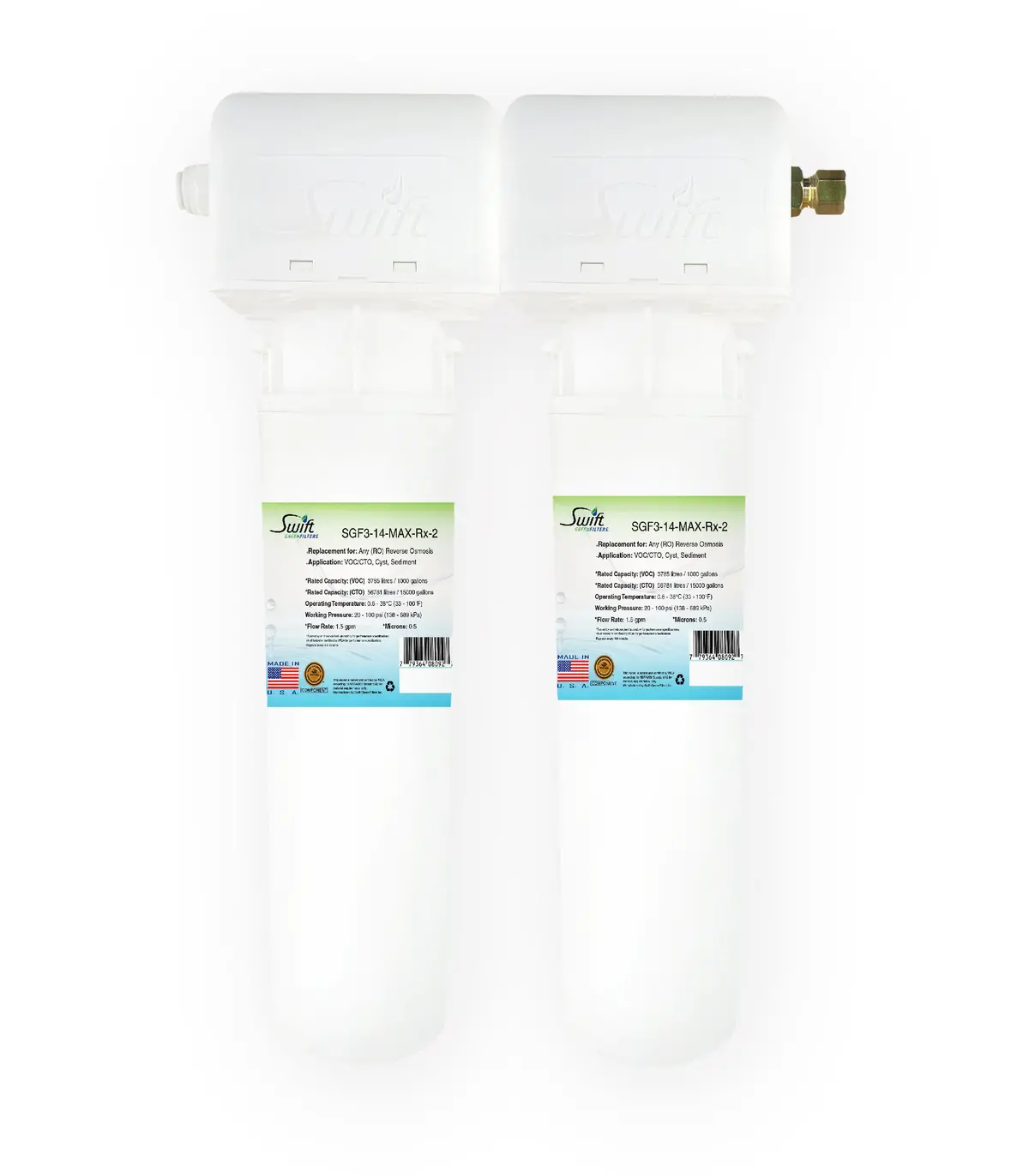 Swift Green Filters Sgf3-14-Max-Rx-2– Multi-Stage Under Sink Water Filter System | High Capacity, Eco-Friendly, Direct Connect | Made In Usa 1