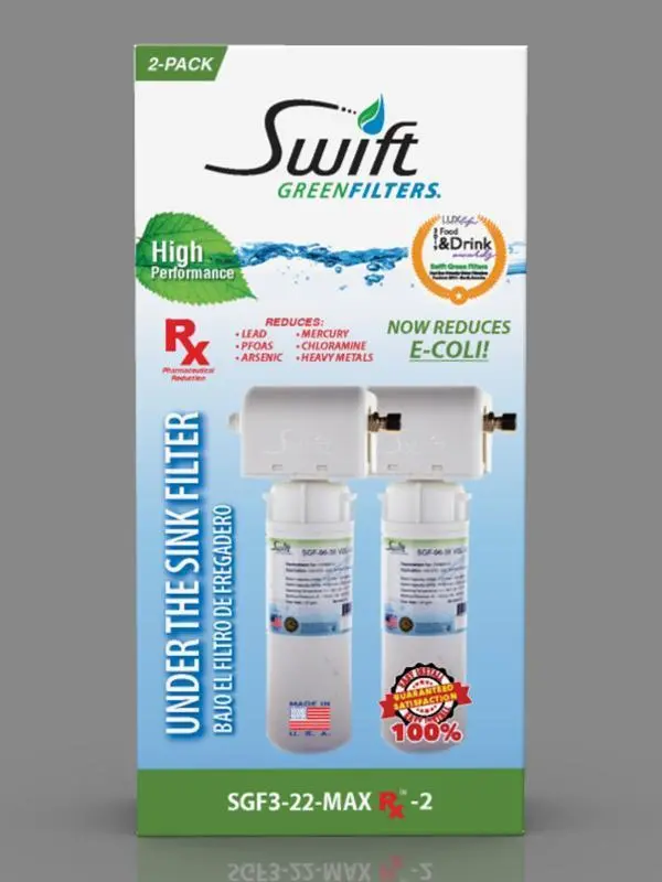Sgf3-22Max-Rx-2 (Double Candle System) Multi Stage Under The Sink System With Ultra High Capacity, Direct Connect Fittings-Removes Pharmaceuticals, Voc,S, Contaminants, Chlorine, Arsenic, Lead, Heavy Metals, Bad Taste, Odors And Sediment 1