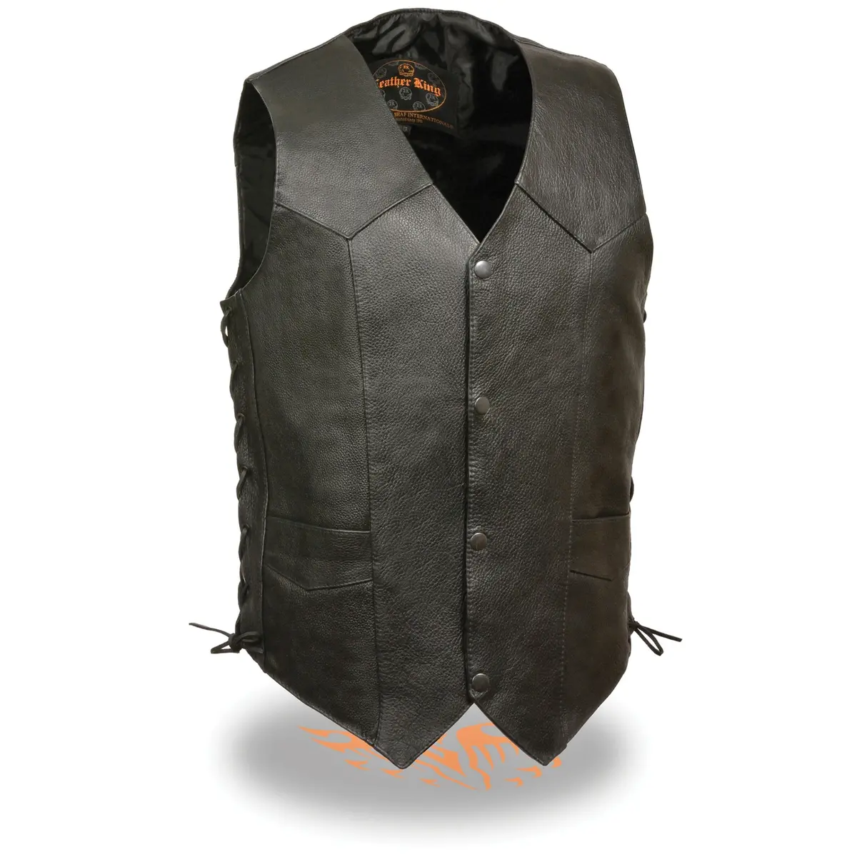 Men's Leather Vest W/Laces Blk 1