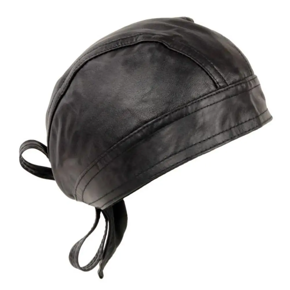 Leather Skull Cap Black 1