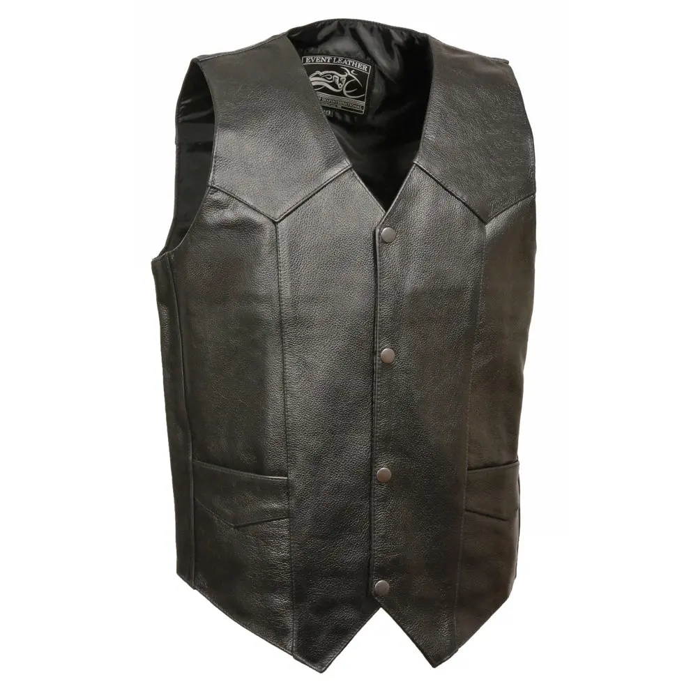 Men's Plain Leather Vest Black 1