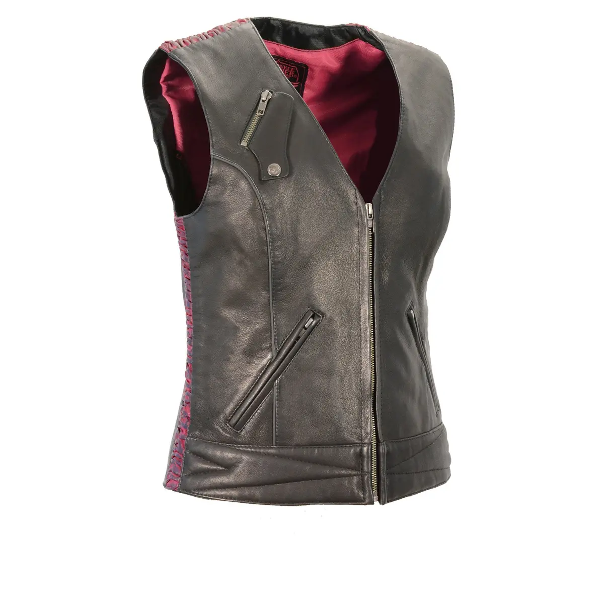 Ladies Front Zipper Vest Bk/Pp 1