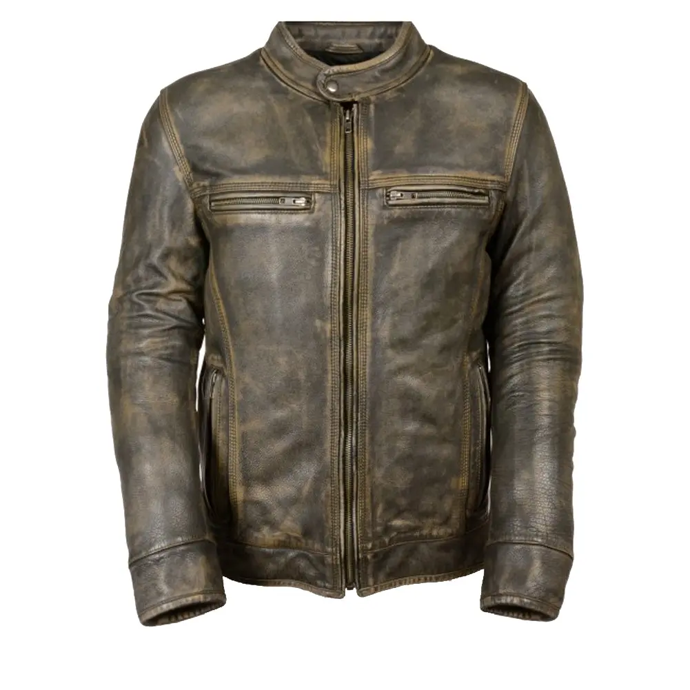 Men's Euro-Collar Jacket Distressed 1