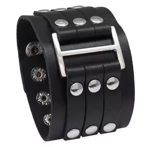 Punk Rivets Leather Wristband 1