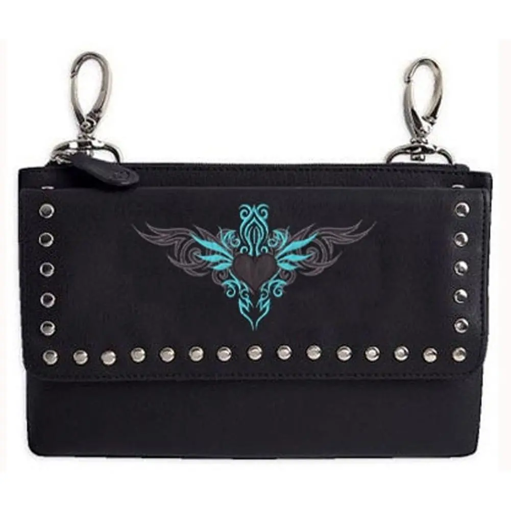 Ladies Clip Bag With Tribal Heart 8"X5" 1