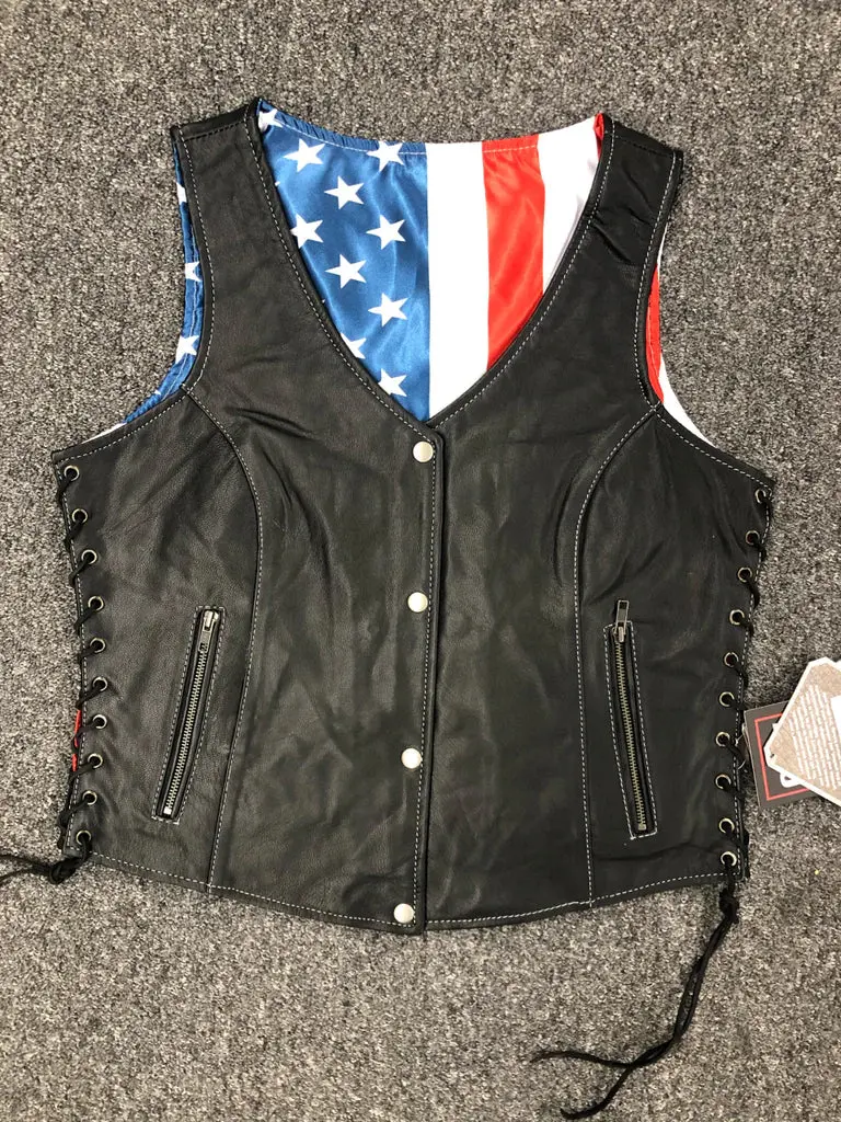 Ladies Vest W/Usa Flag Lining 1