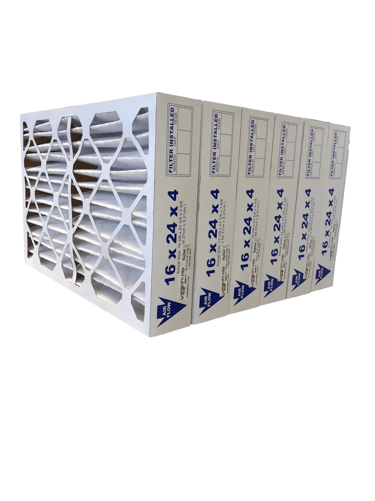 16X24x4 Merv 11 - 6 Pack Pleated Furnace Filter 1