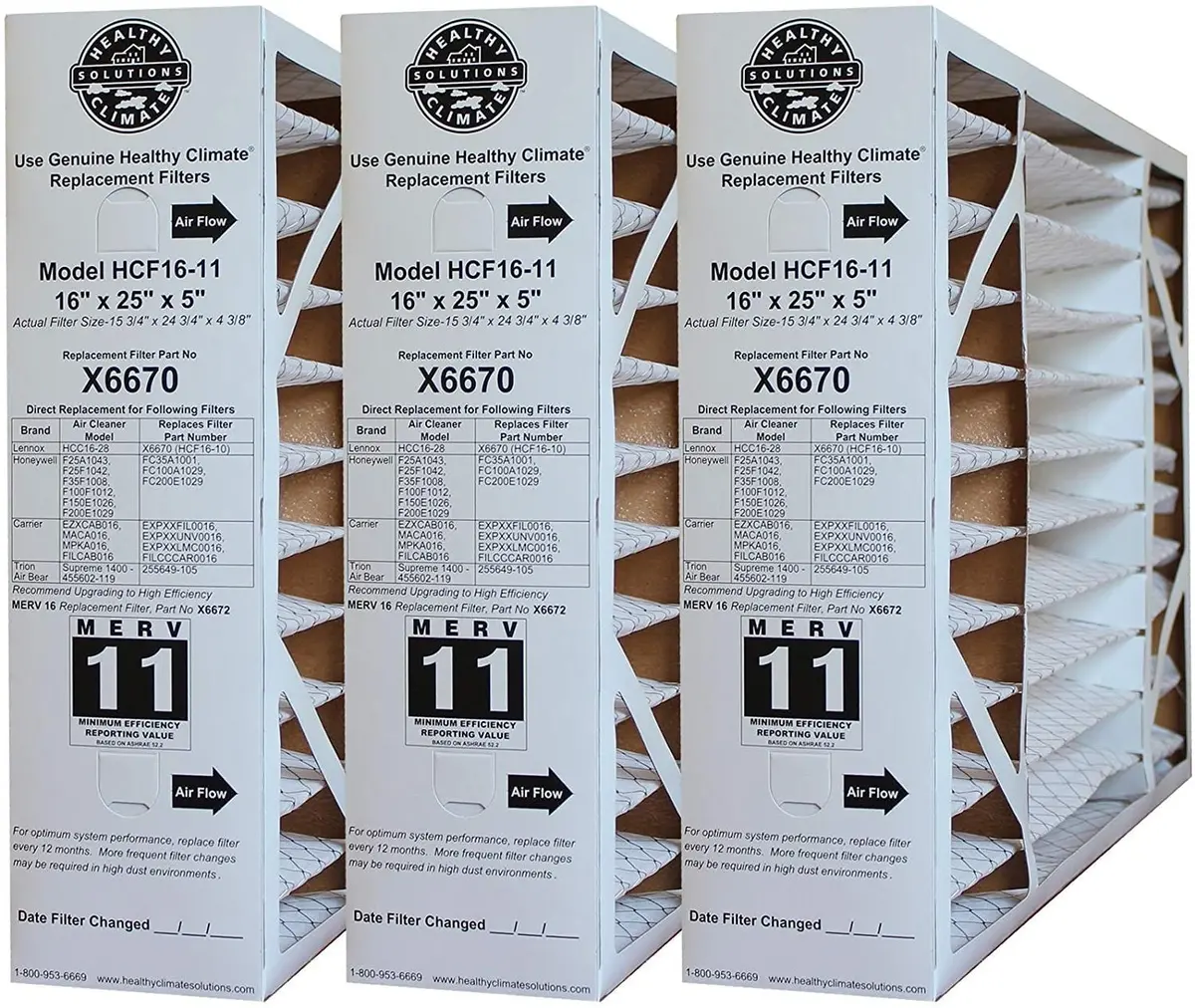 Genuine Lennox Healthy Climate 16X25x5 X6670 Merv 11 Case Of 3 1