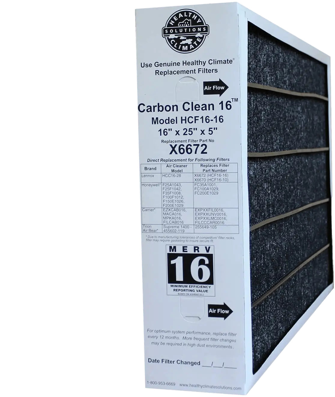 Genuine Lennox X6672 Healthy Climate 16X25x5 Merv 16 Filter - Case Of 1 1