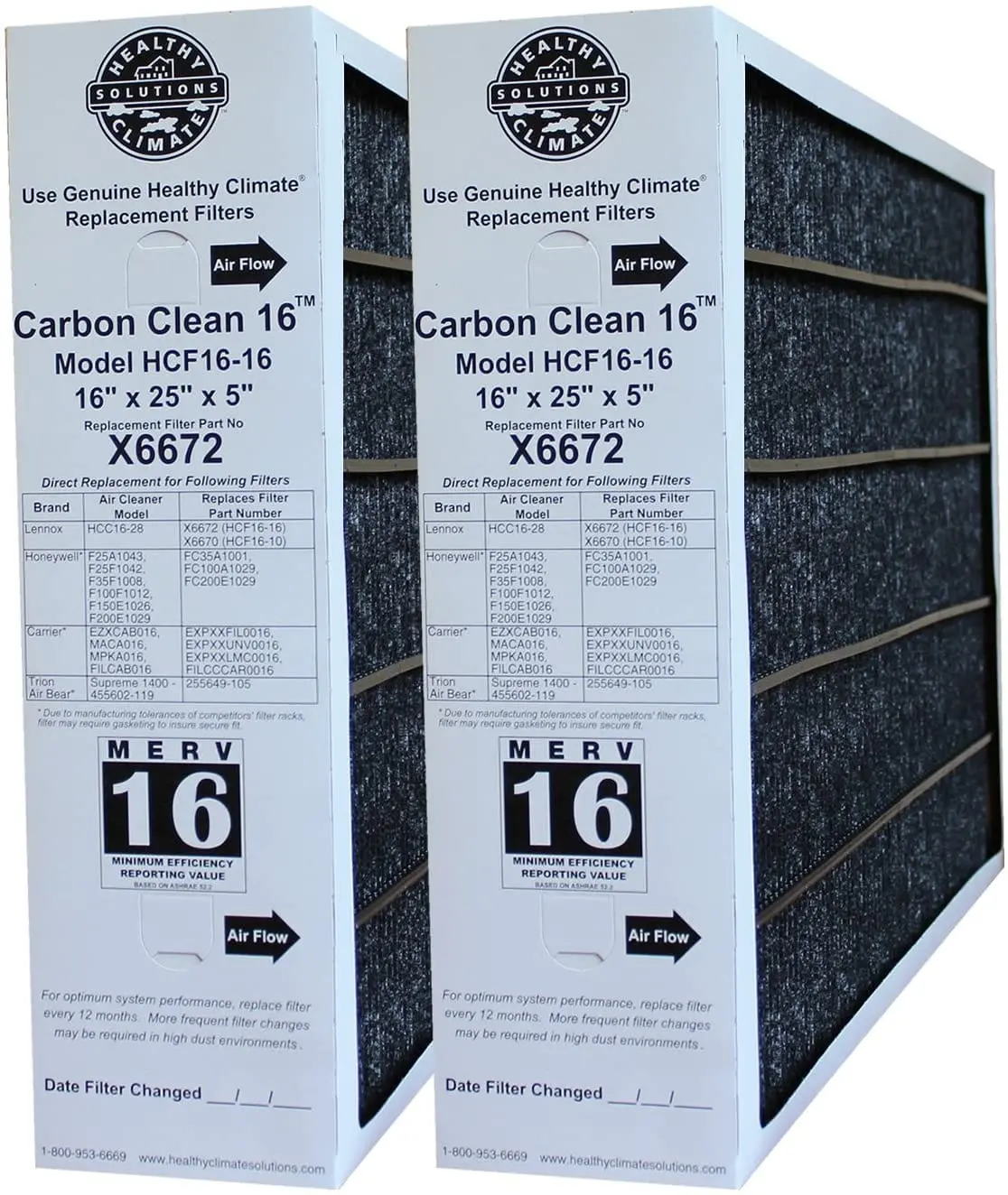 Lennox X6672 Healthy Climate 16X25x5 Merv 16 Filter - Case Of 2 Filters 1