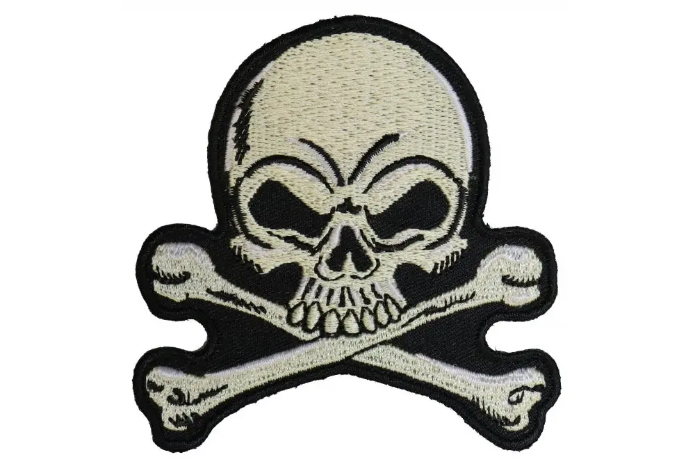 Skull And Cross Bones Black / White 3X3" Patch 1