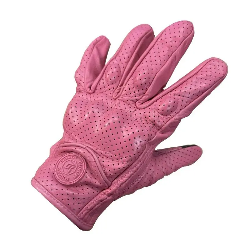 Pink Perforated Goat Gloves 1