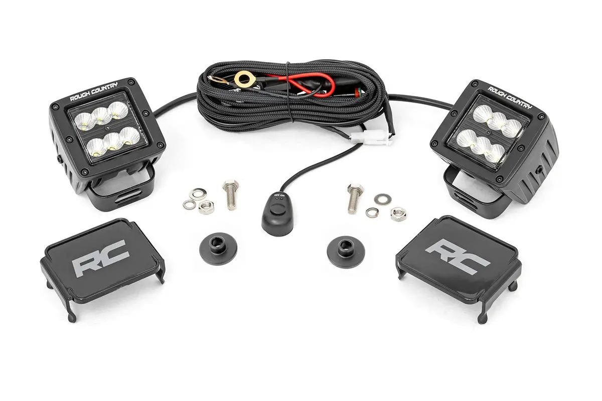 Rough Country Led Light Kit Ditch Mount 2" Black Pair Flood Pattern -2021+ Ford Bronco - 71046 1
