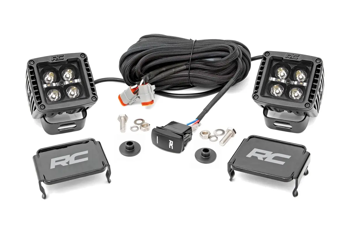Rough Country Led Light Kit Ditch Mount 2" Black Pair Amber Drl - 2021+ Ford Bronco - 71049 1