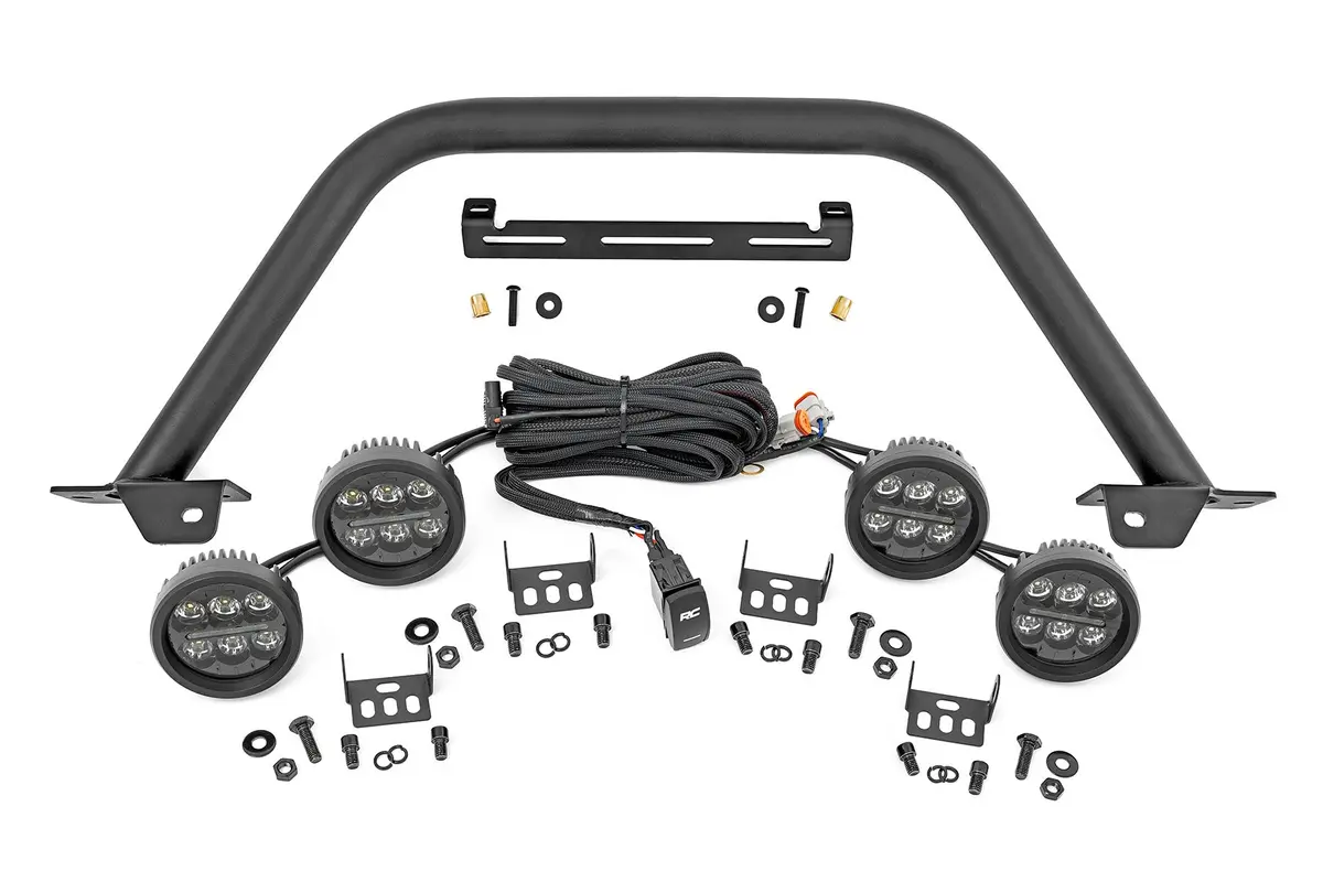 Rough Country Safari Bar 3.5" Round Led (Quad) Black Amber Drl Oe Modular Steel - Ford Bronco 2021+ - 51112 1