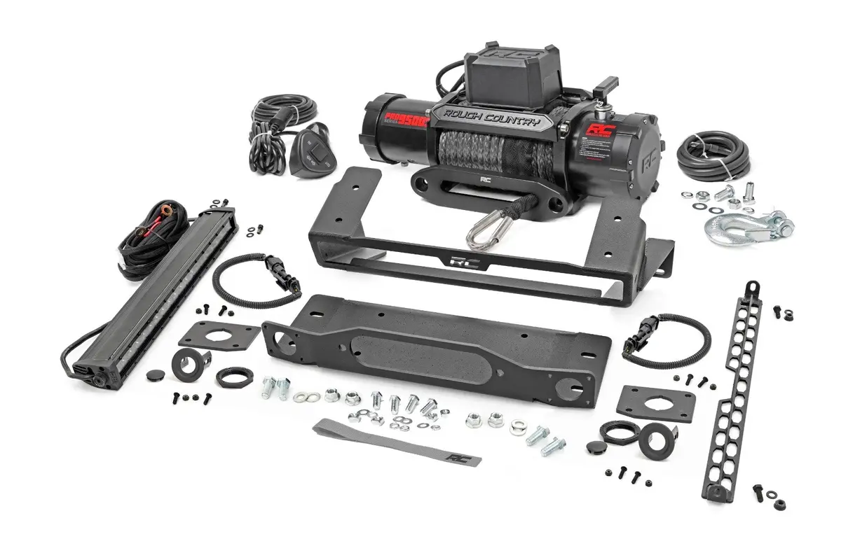 High Winch Mount | All Models | 9500S | 20 Inch Black Single Row Led | Ford Bronco 2021+ 1