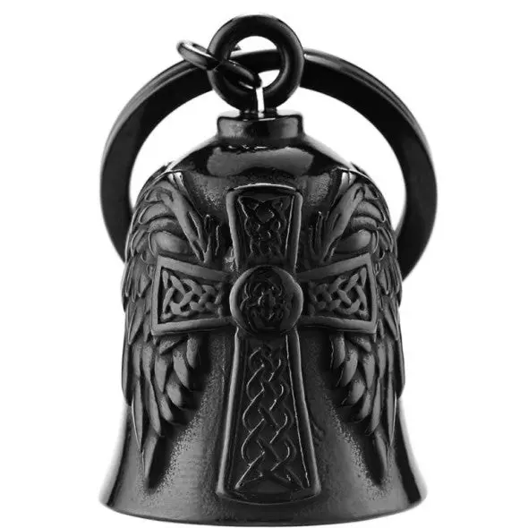 Motorcycle Bell - Black Cross And Wings 1