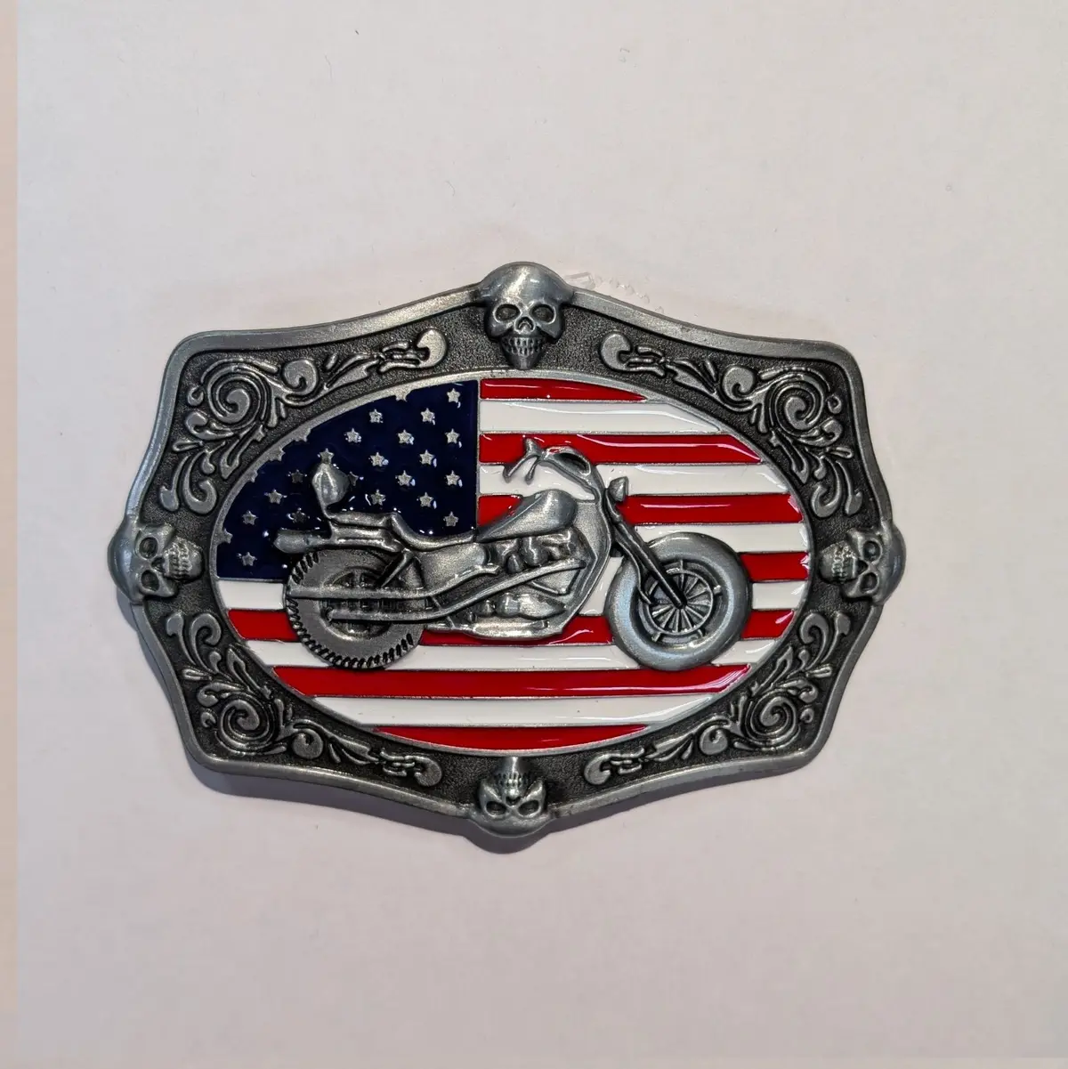 Belt Buckle - Flag Motorcycle 1