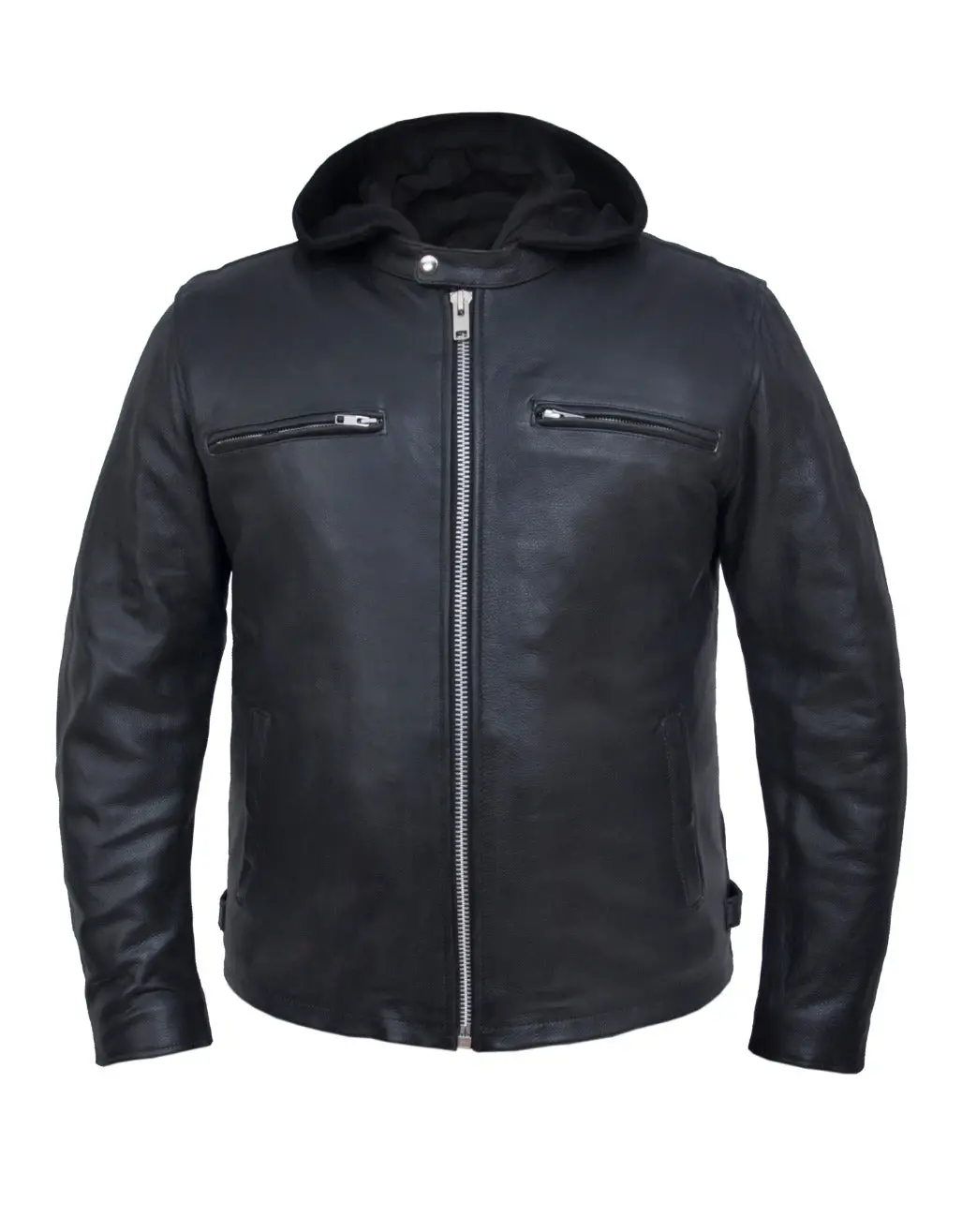 Unik Cowhide Hooded Leather Jacket 1