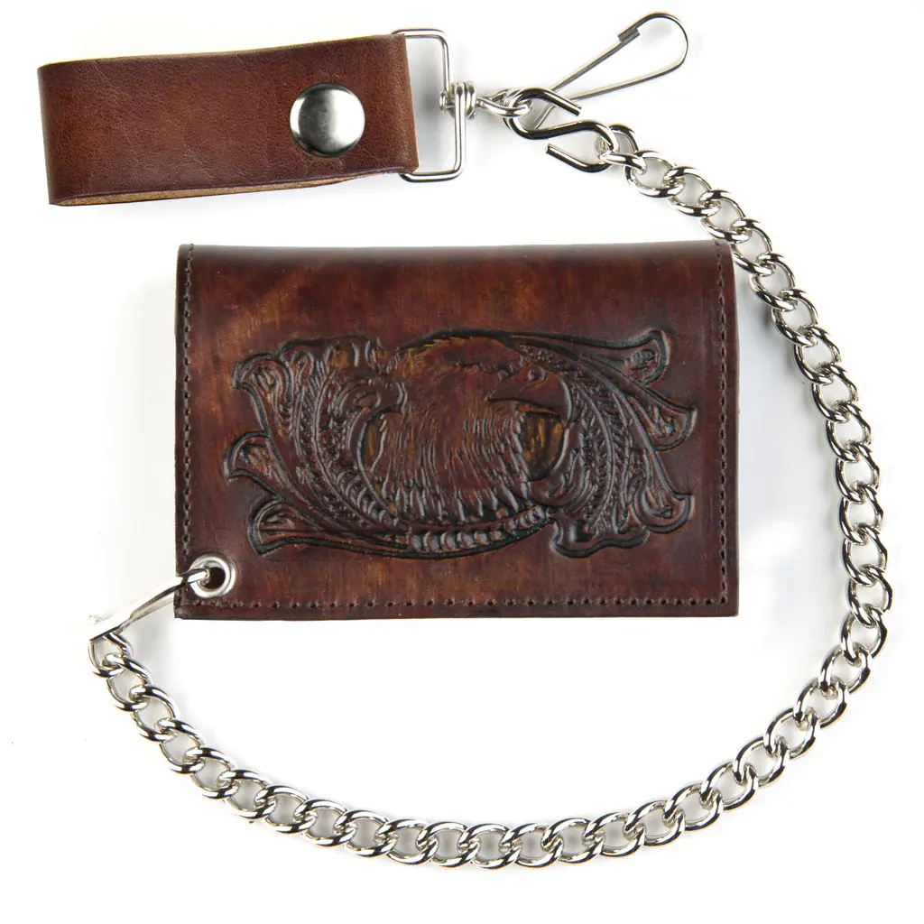 Antique Tri-Fold W/Eagle Head Brown 1