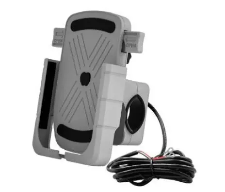 One Click Handlebar Cell Phone Stand With Charger Black 1