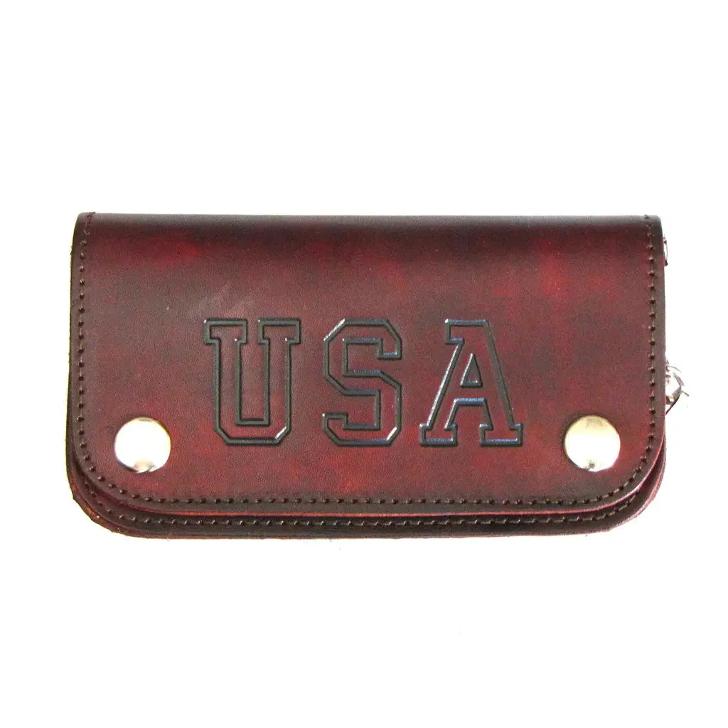 6" Antique Biker Wallet Usa Brown 1