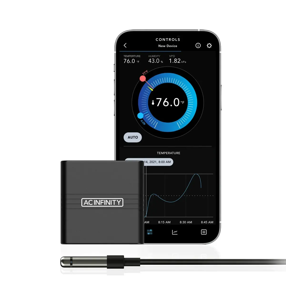 Ac Infinity Cloudcom A1 Mini Smart Thermo-Hygrometer + 12Ft External Sensor (Ac-Cca1) 1