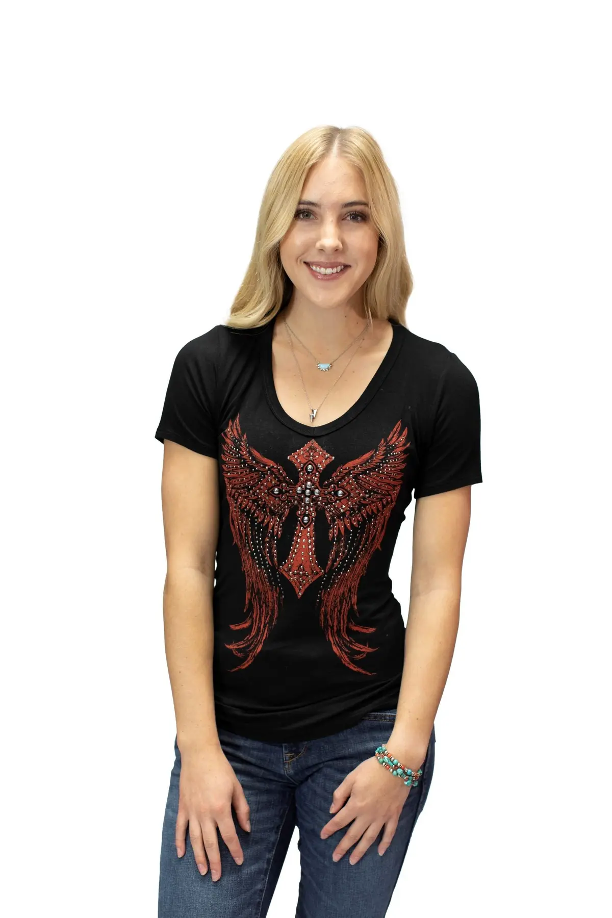 Ladies Red Wings Cross Shirt 1