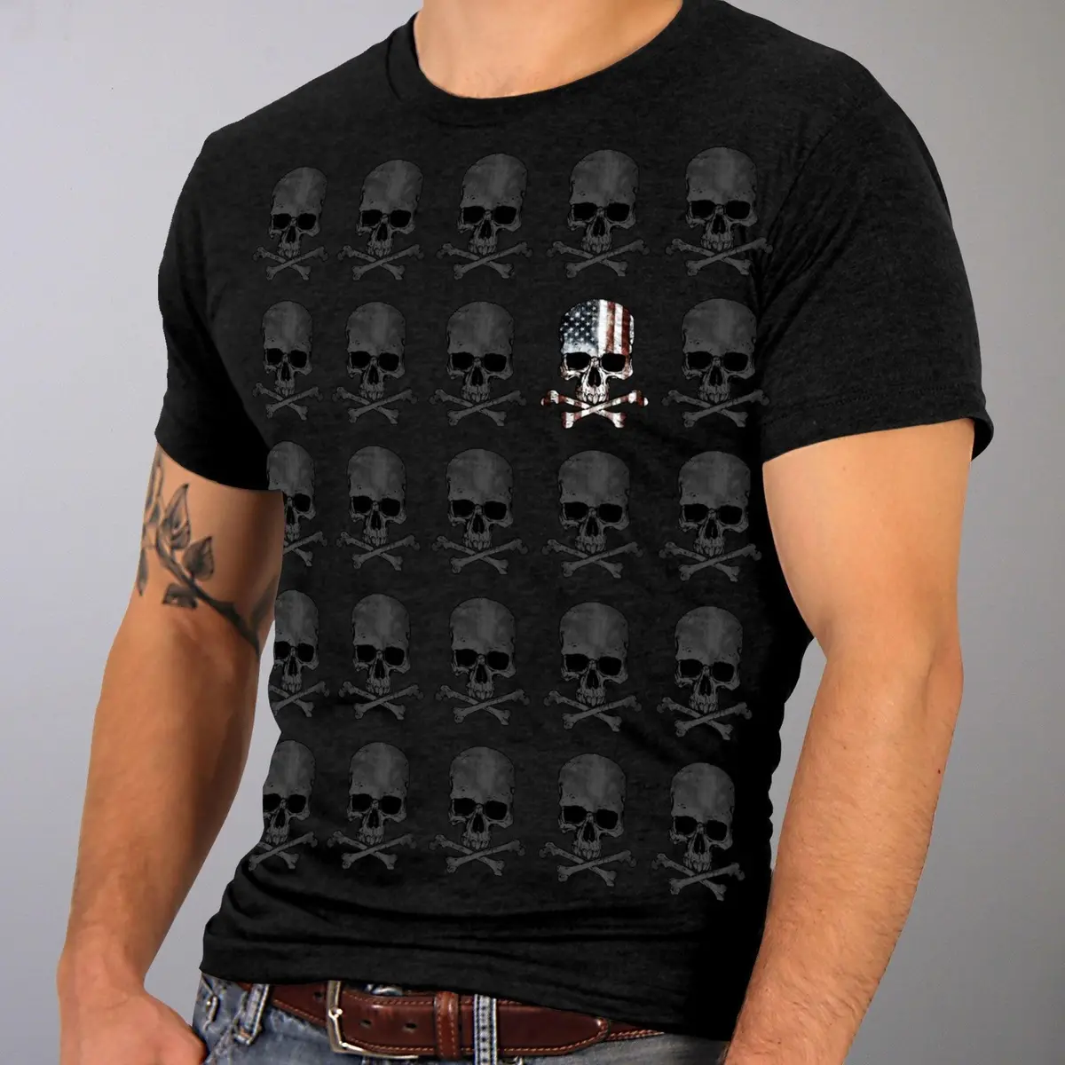 Men's Skull Pattern T-Shirt 1