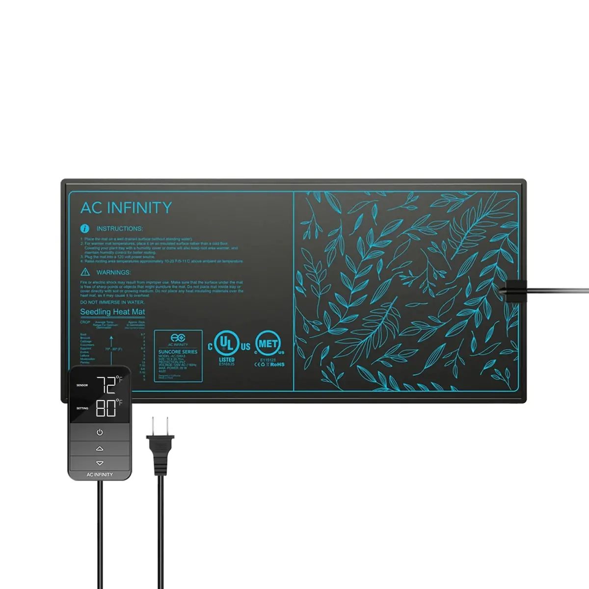 Ac Infinity Suncore H3 Heat Mat With Digital Controller - Ac-Smh3 (10” X 20.75”) 1