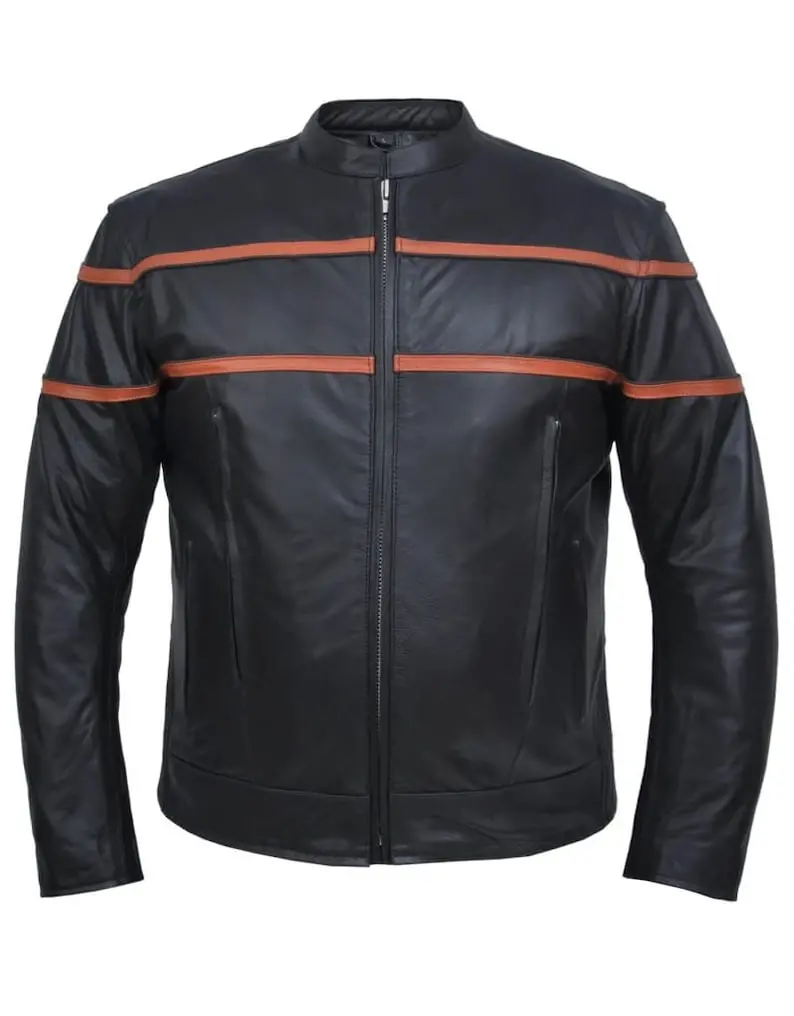 Men's Double Orange Stripe Goatskin Jacket 1