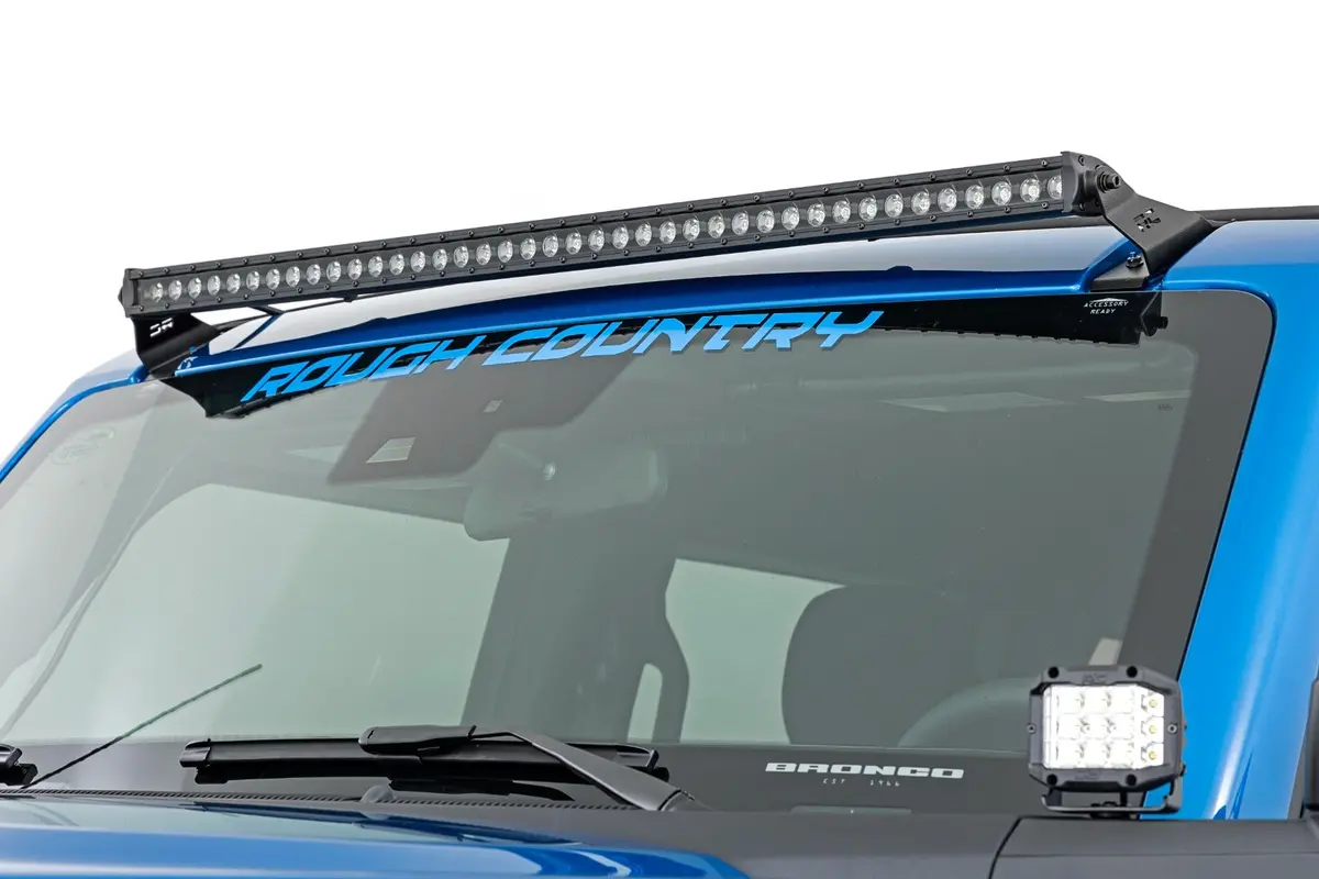 Rough Country Led Light Kit Upper Windshield 40" Black Single Row 2021+ Ford Bronco  - 71041 1