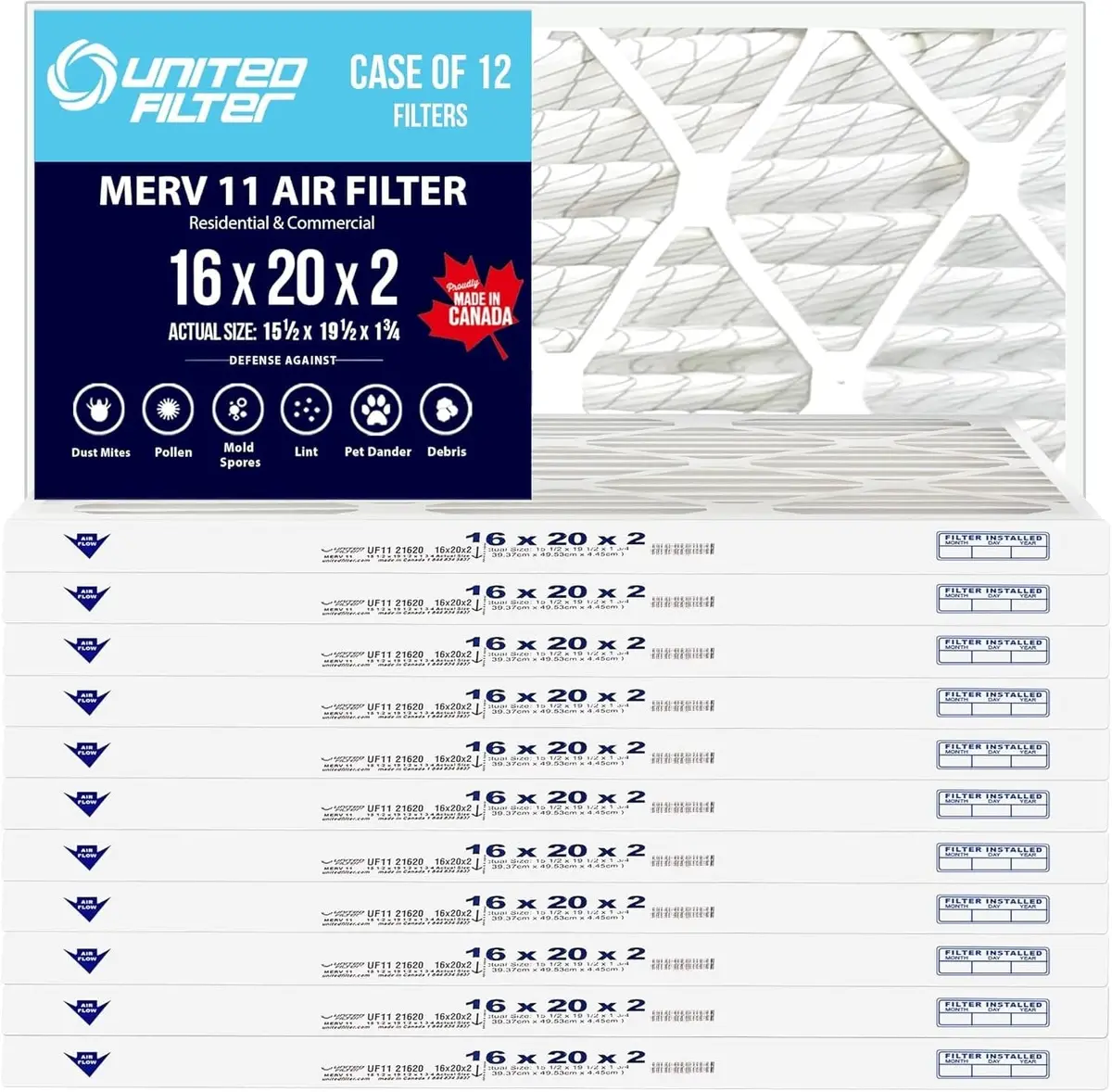 16X20x2 Merv 11 - 12 Pack 1