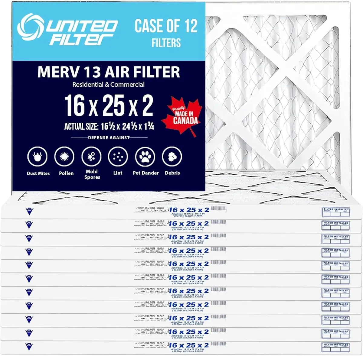 16X25x2 Merv 13 - 12 Pack 1