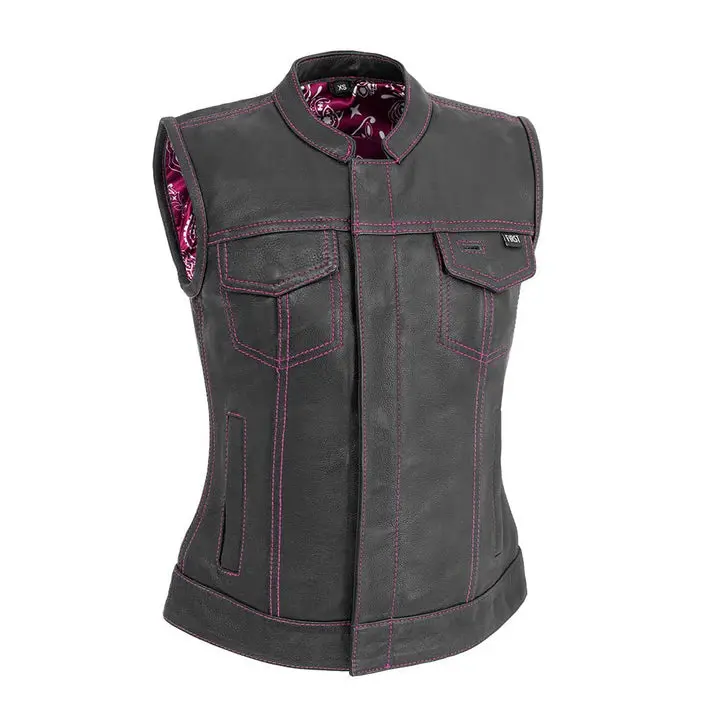 Women's Pink Stitch Cowhide Club Vest 1